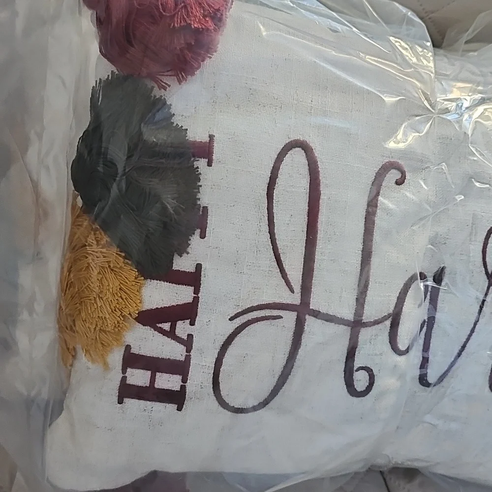 Nwt 2 Happy Harvest Pillow with Multicolor Tassels